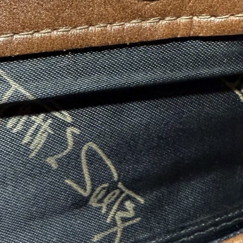 VINTAGE 1960s RUTH E SALTZ LEATHER CLUTCH BAG Brown‎ 12" LONG (JPT) Tag - Picture 4 of 12